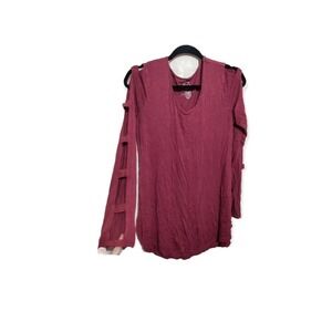 Maurices open sleeve blouse top Large maroon